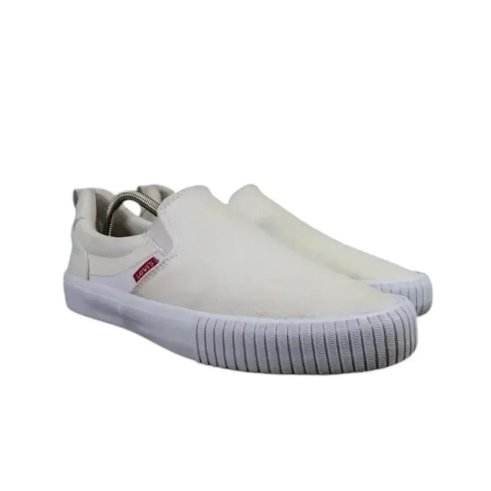 Levis Shoes Mens 9.5 Sneakers Lance Slip On Trainer Casual White Lifestyle Flat